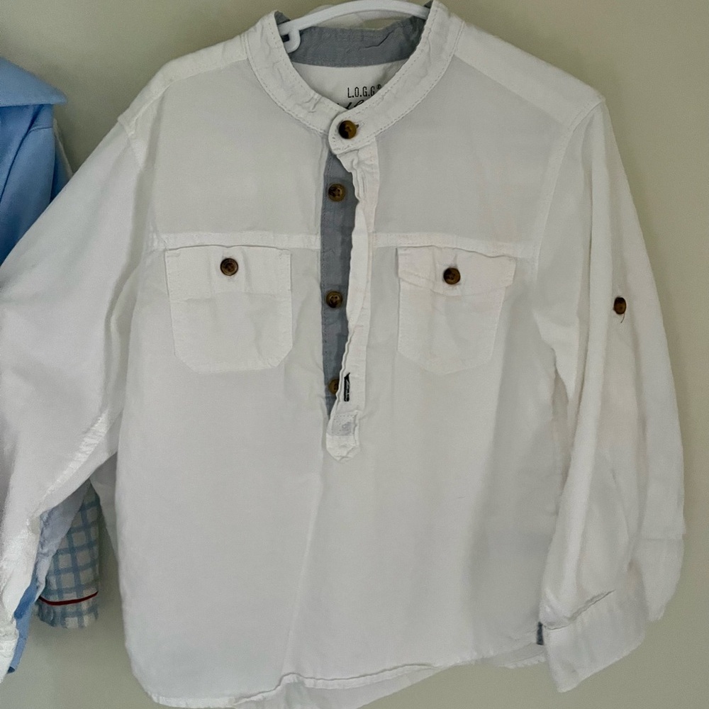 Set of 3 Boys 3T Crisp White Collared Shirts - Picture 2 of 3